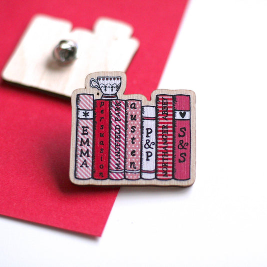 Jane Austen Bookshelf Wooden Pin