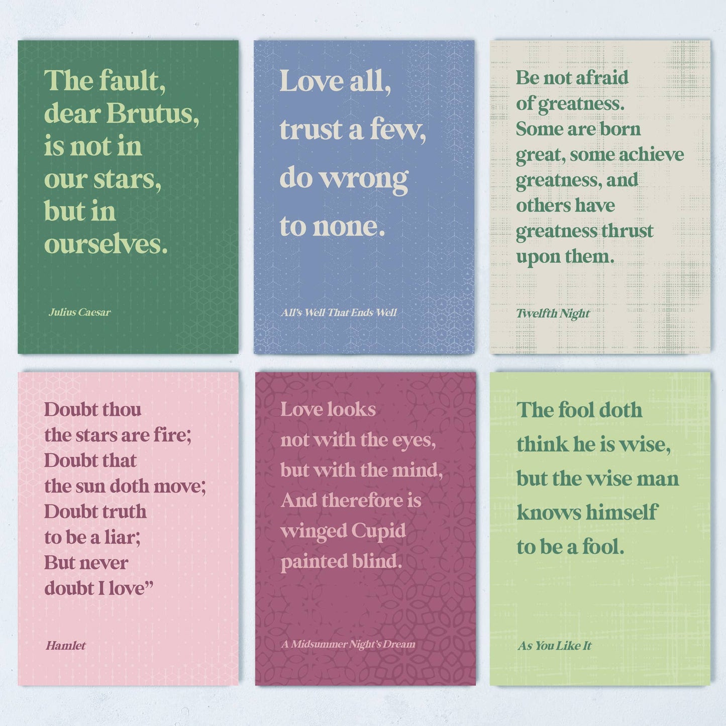 Shakespeare Quote Postcards | Set of 6