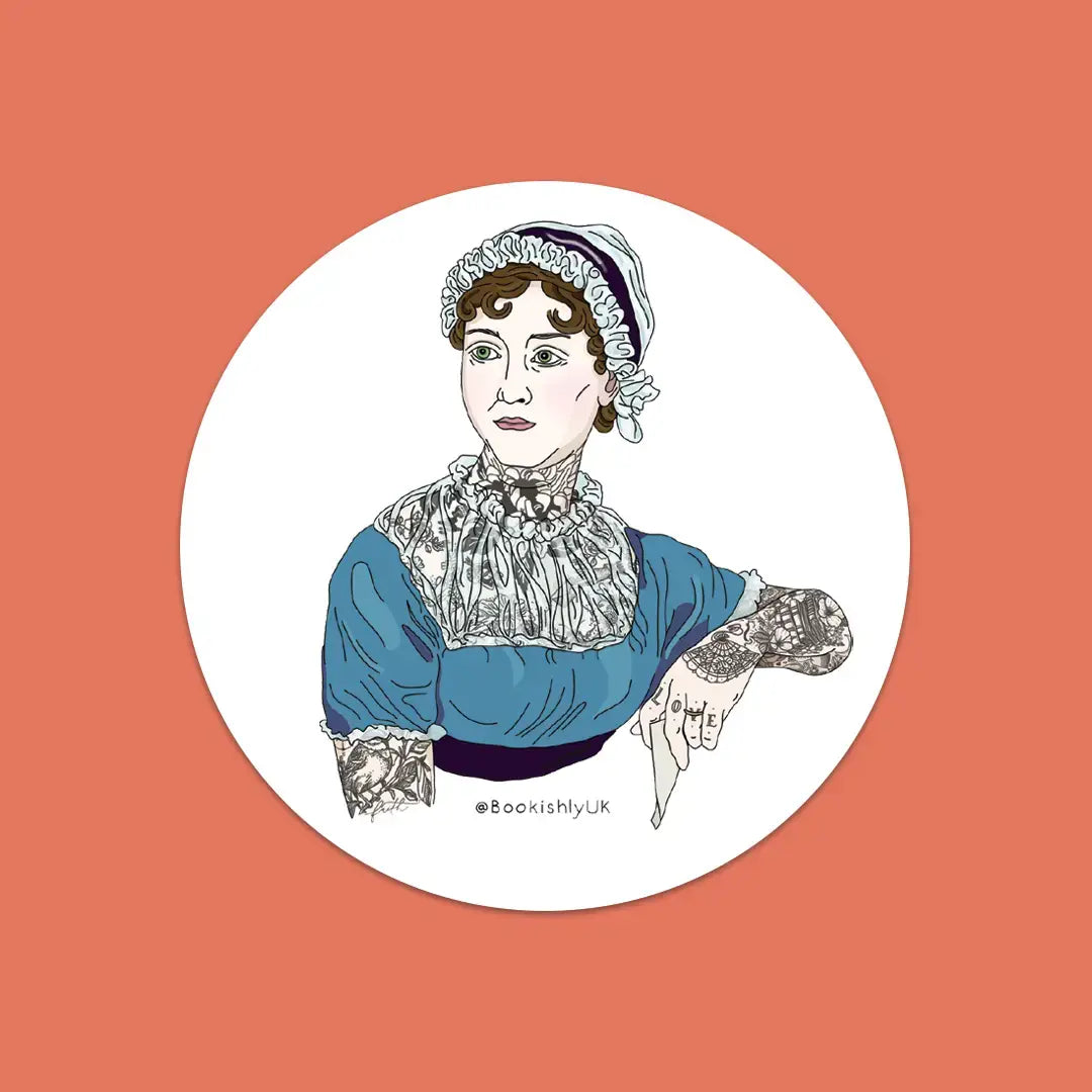 Jane Austen with tattoos | Vinyl Laptop Sticker | LARGE