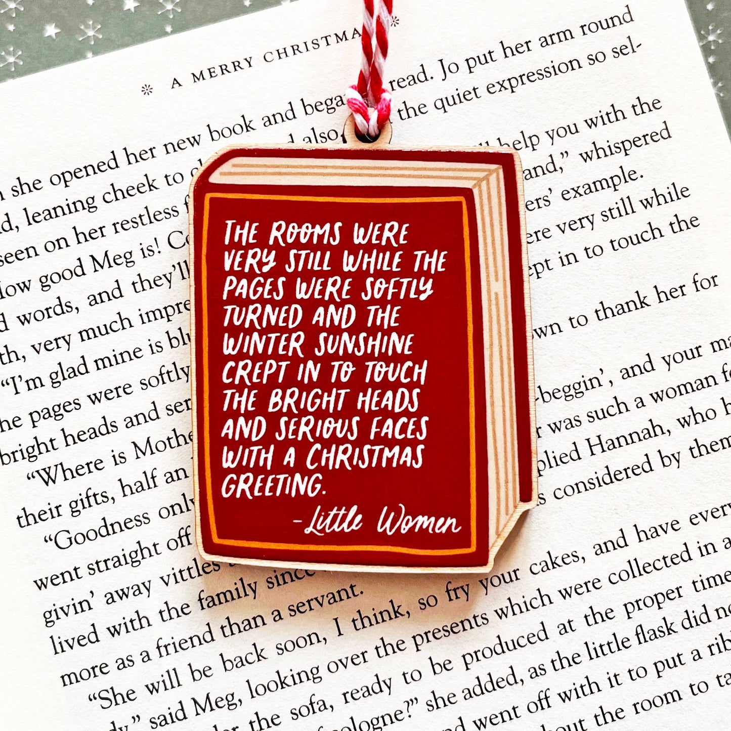 Little Women Book Quote Wooden Christmas Tree Decoration