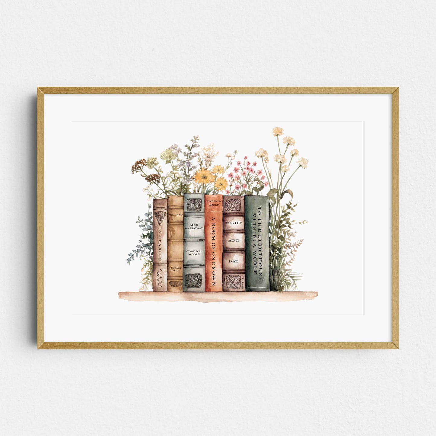 Virginia Woolf Book Stack Print: A4