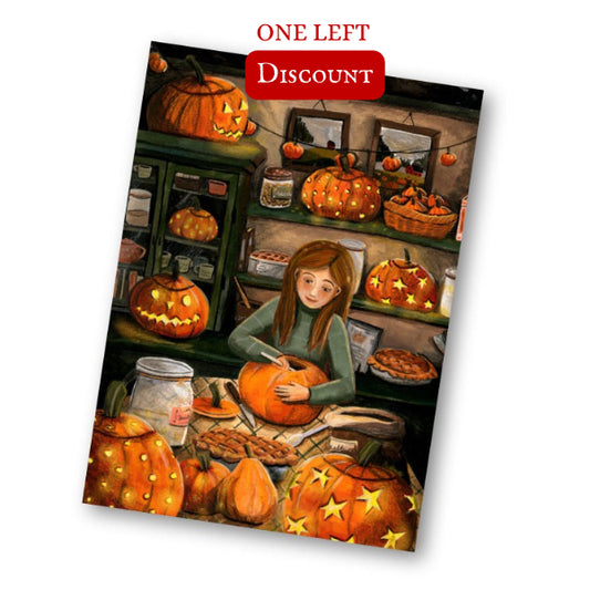 Carving a pumpkin | post card