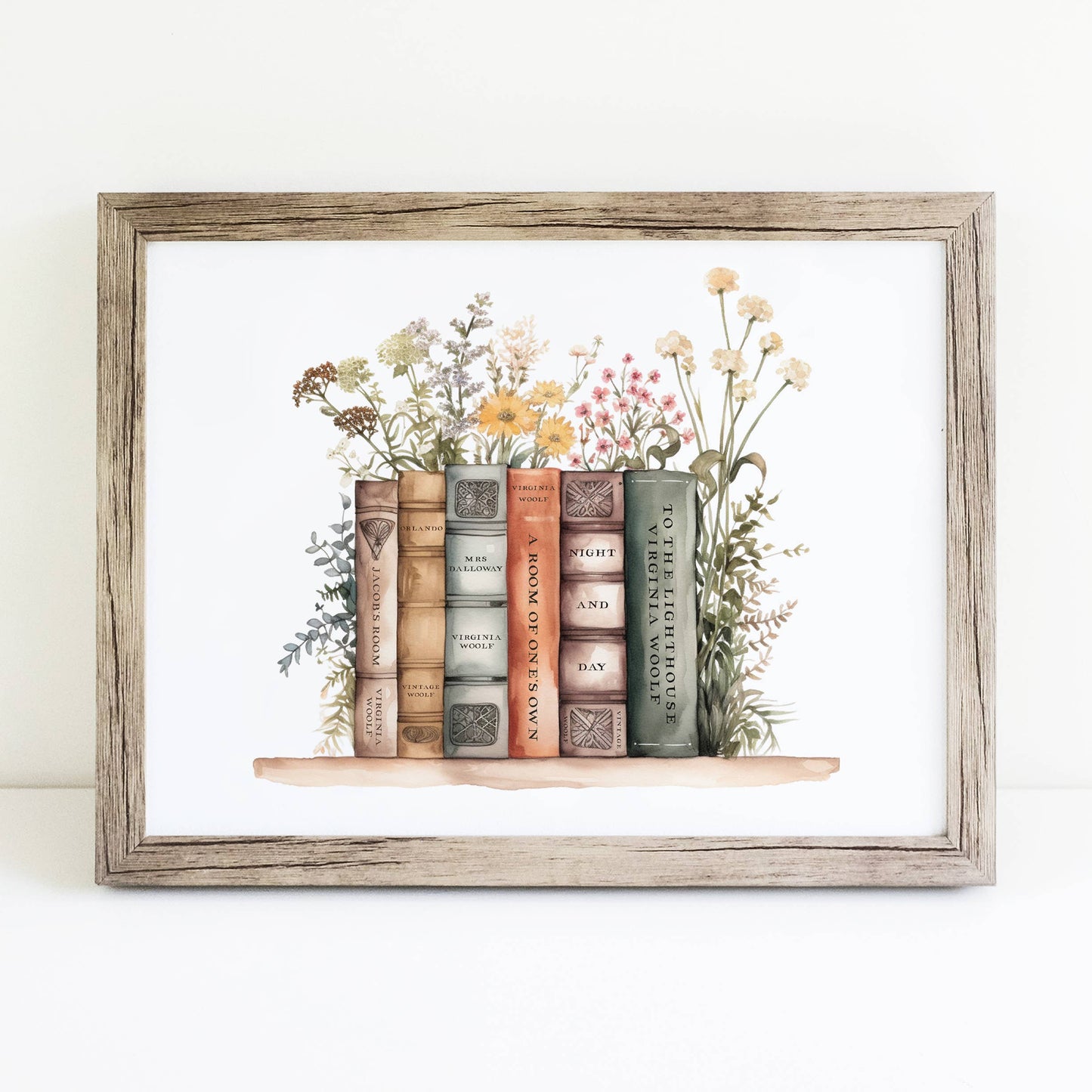 Virginia Woolf Book Stack Print: A4