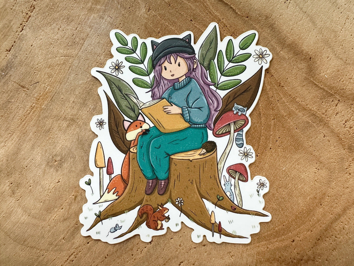 Forest Reading Die Cut Sticker