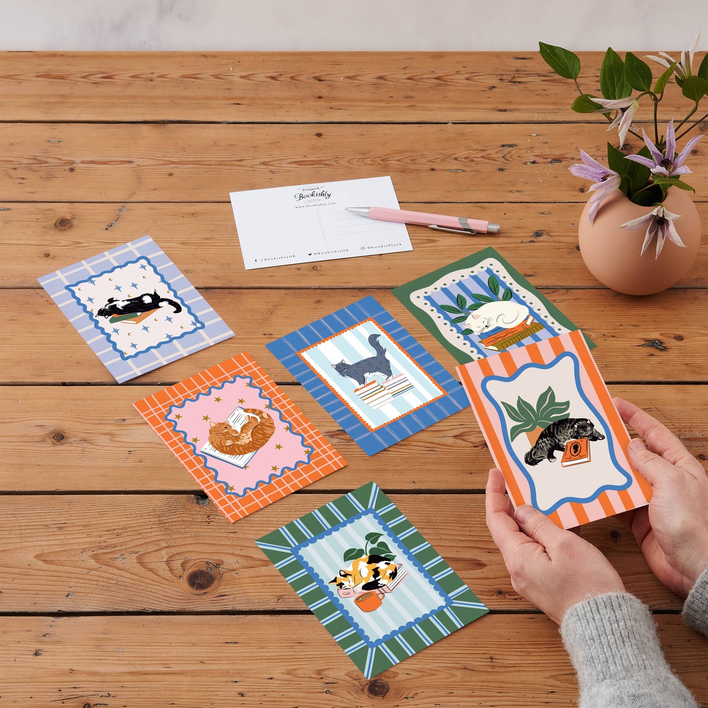 Cats and Books Postcard Set of 6